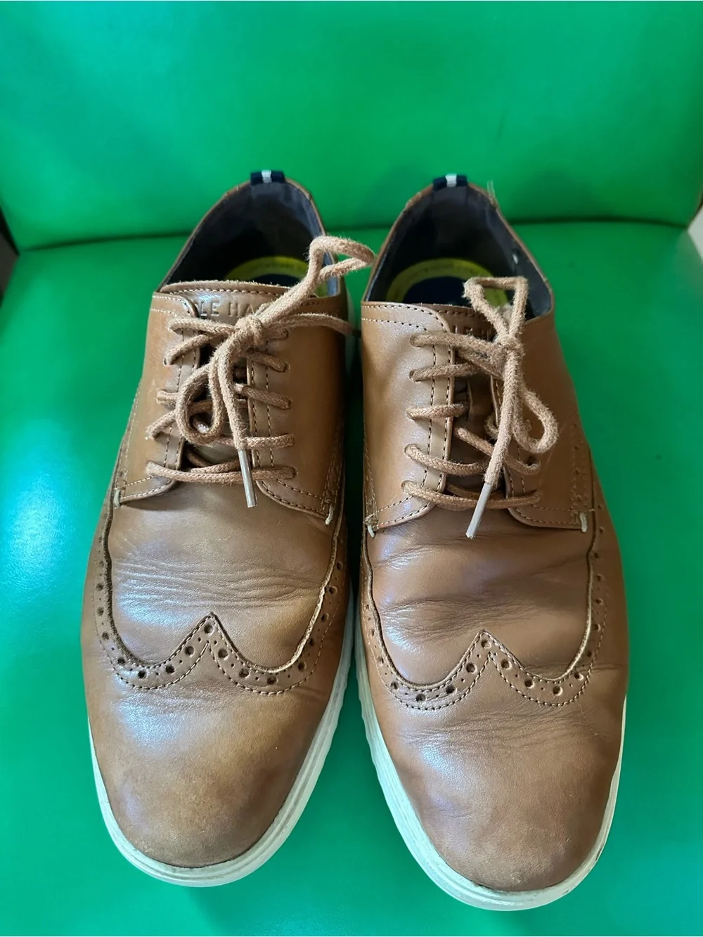 Cole Haan Brown Leather Wingtip Derby with White Sole
